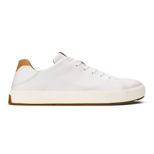 OluKai | Lae‘ahi Lī ‘Ili Men's Leather Sneakers - Bright White