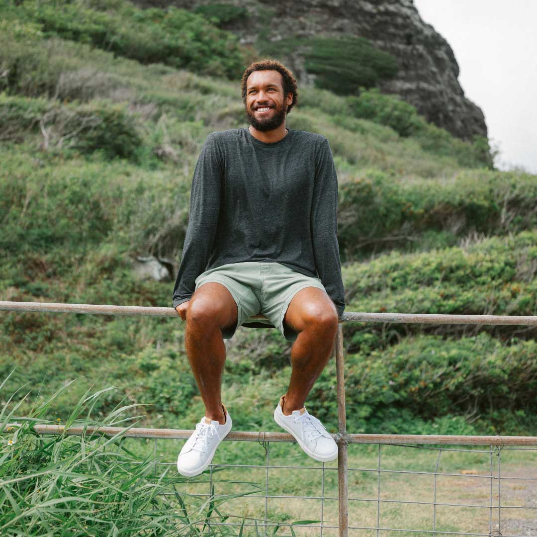 OluKai | Lae‘ahi Lī ‘Ili Men's Leather Sneakers - Bright White