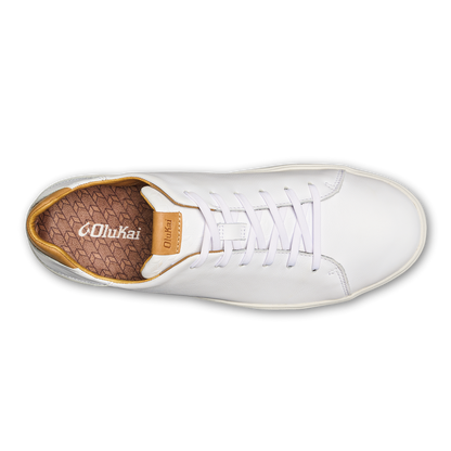 OluKai | Lae‘ahi Lī ‘Ili Men's Leather Sneakers - Bright White