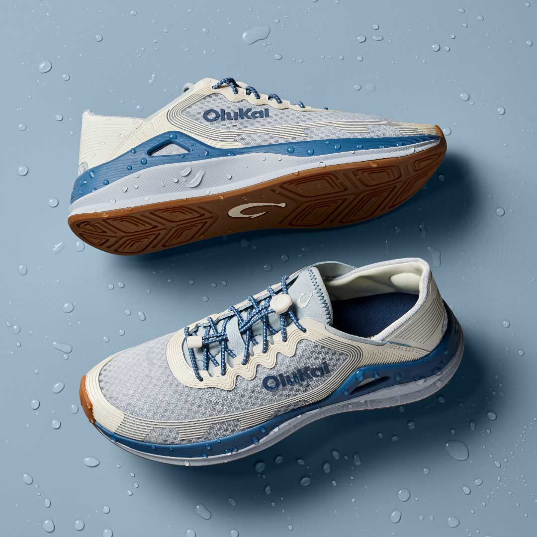 OluKai | ‘Ahi Men’s Water Boat Shoes - Blue Pearl / White Sand