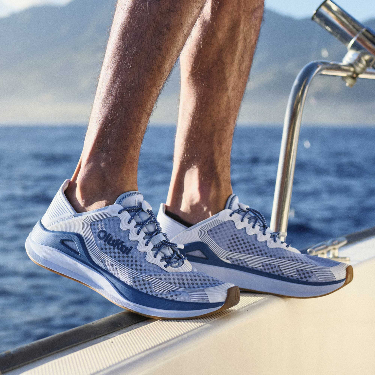 OluKai | ‘Ahi Men’s Water Boat Shoes - Blue Pearl / White Sand