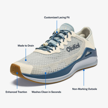 OluKai | ‘Ahi Men’s Water Boat Shoes - Blue Pearl / White Sand