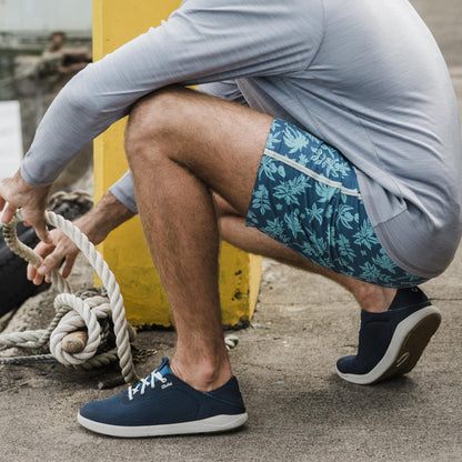 OluKai | Moku Pae Men's Boat Shoes - Trench Blue / Off White