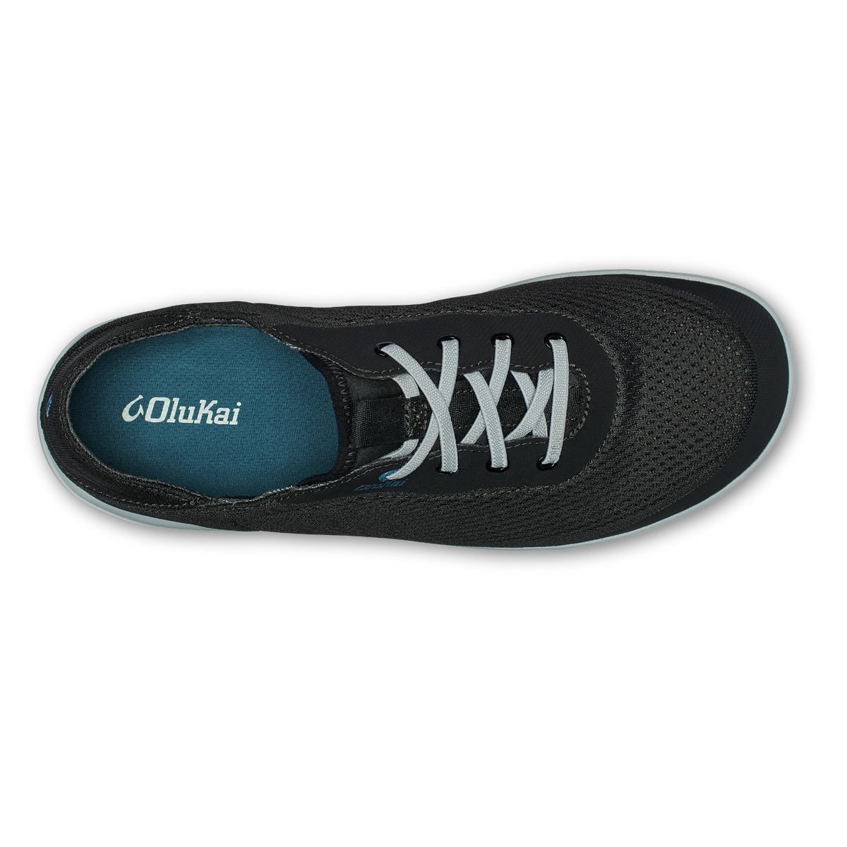 OluKai | Moku Pae Men's Boat Shoes - Black / Blue Coral
