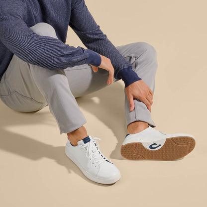 OluKai | Lae‘ahi Lī ‘Ili Men's Sneakers - Bright White / Trench Blue