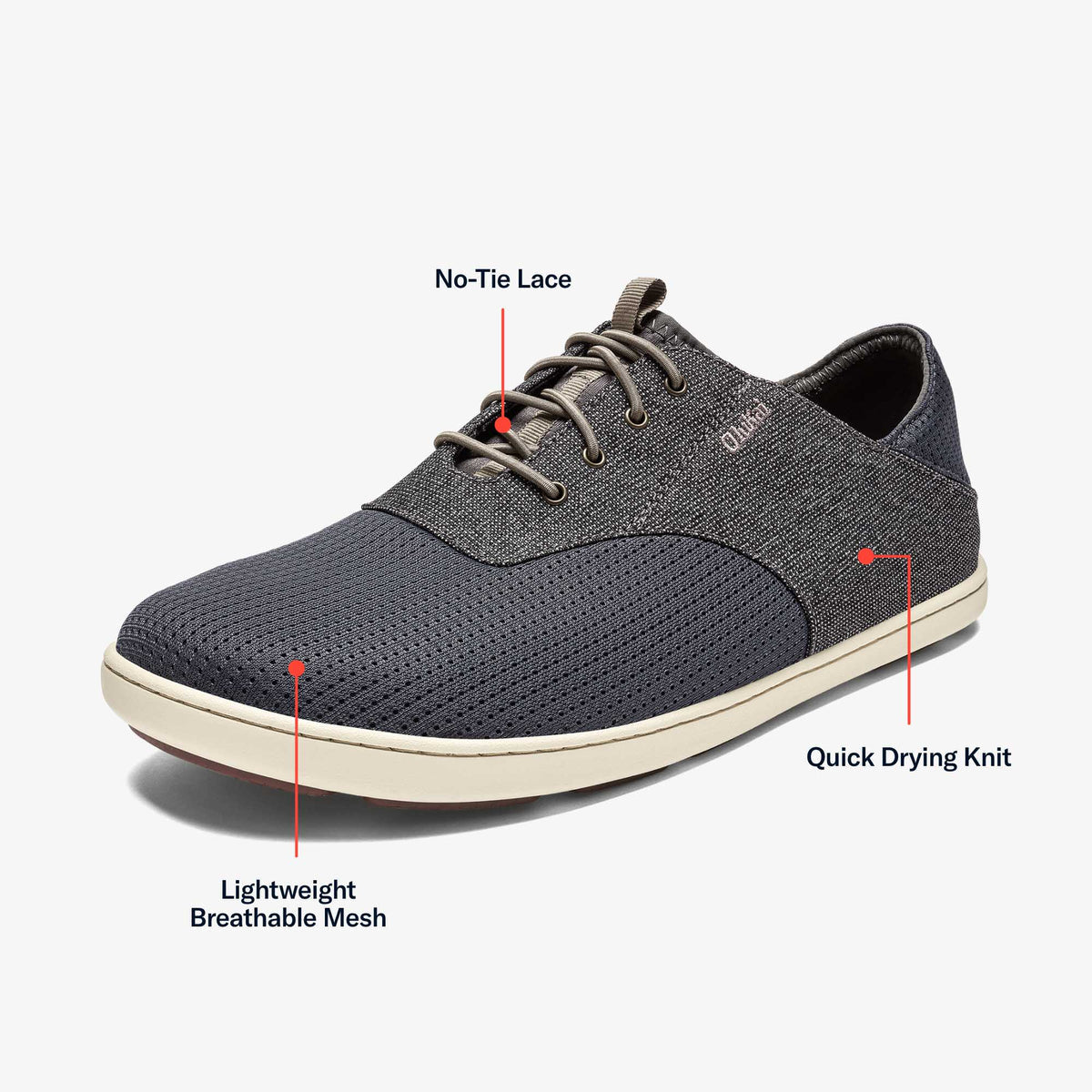 OluKai | Nohea Moku Men's Boat Shoes - Charcoal / Clay