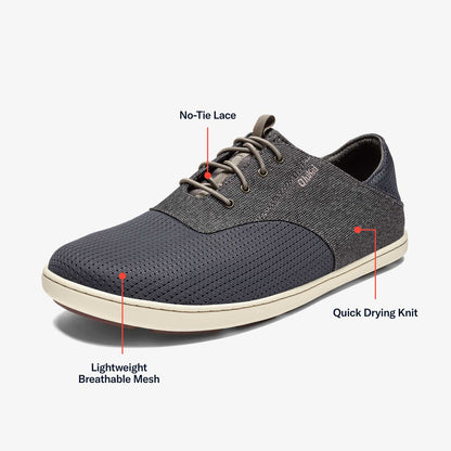 OluKai | Nohea Moku Men's Boat Shoes - Charcoal / Clay