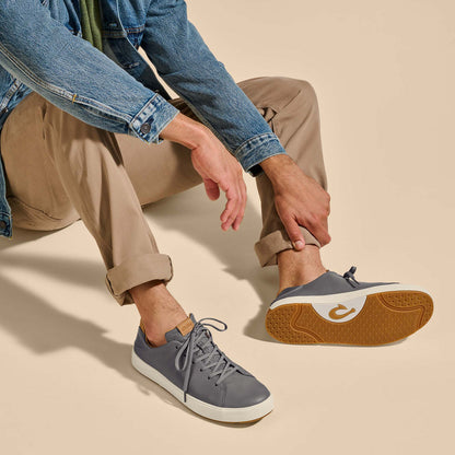 OluKai | Lae‘ahi Lī ‘Ili Men's Leather Sneakers - Stone