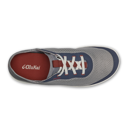 OluKai | Moku Pae Men's Boat Shoes - Ash / Trench Blue
