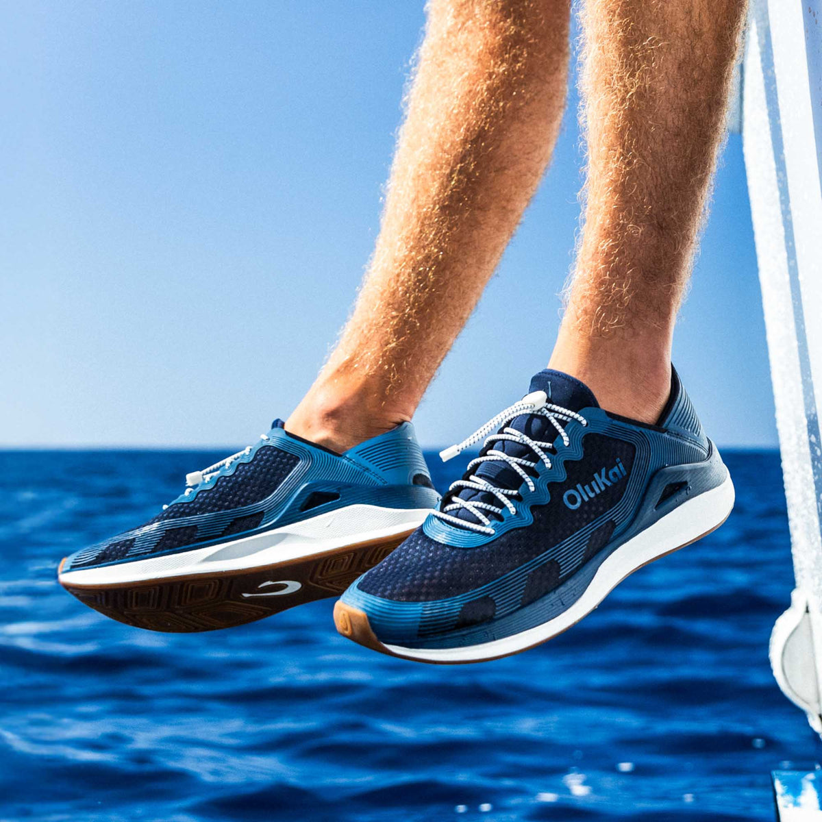 OluKai | ‘Ahi Men’s Water Boat Shoes - Mood Indigo / Coastal Blue