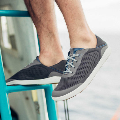 OluKai | Moku Pae Men's Boat Shoes - Pavement / Vintage Blue
