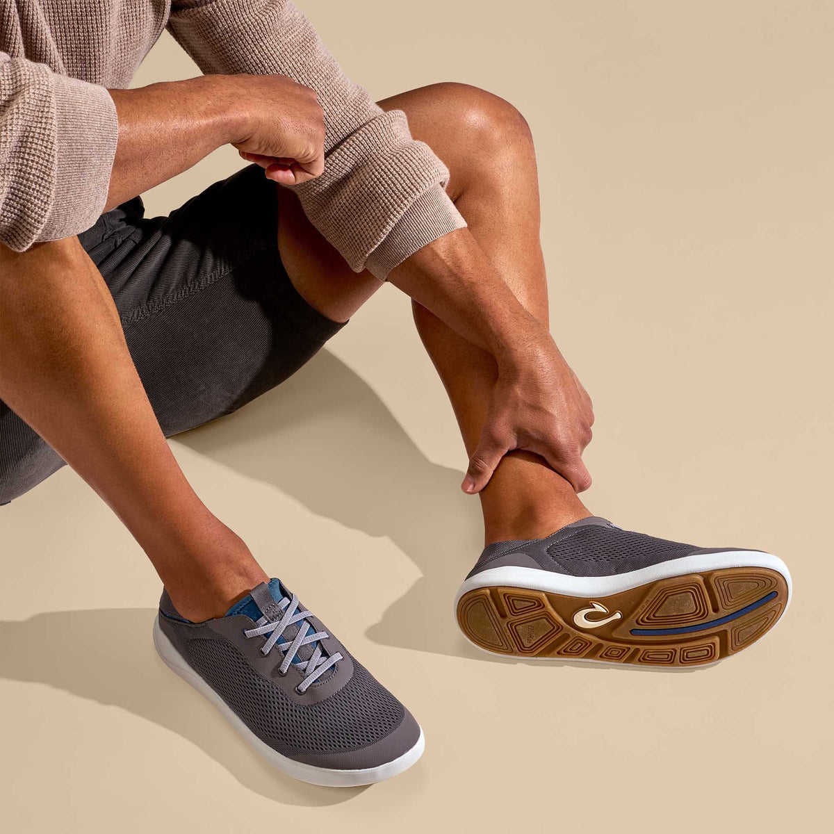 OluKai | Moku Pae Men's Boat Shoes - Pavement / Vintage Blue