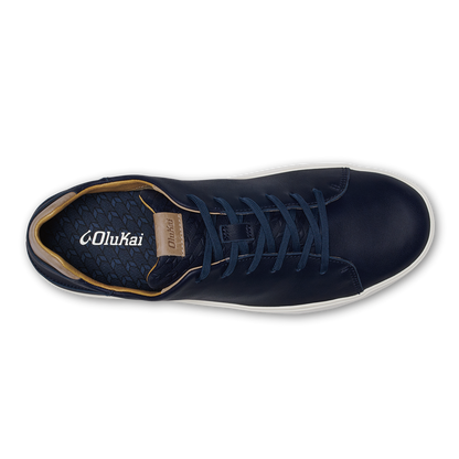 OluKai | Lae‘ahi Lī ‘Ili Men's Leather Sneakers - Trench Blue
