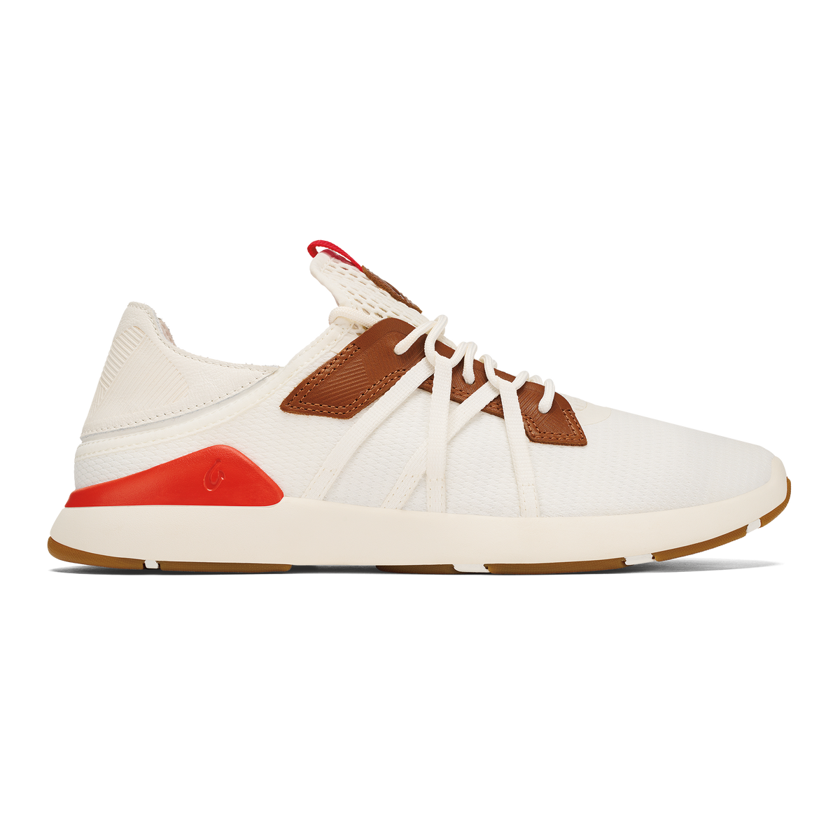 OluKai | Mio Lī Men's Athletic Shoes - Bright White / Red Lava