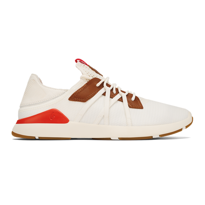 OluKai | Mio Lī Men's Athletic Shoes - Bright White / Red Lava