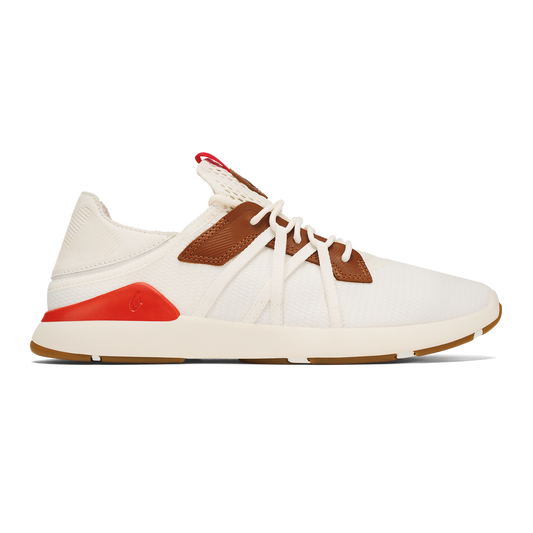 OluKai | Mio Lī Men's Athletic Shoes - Bright White / Red Lava