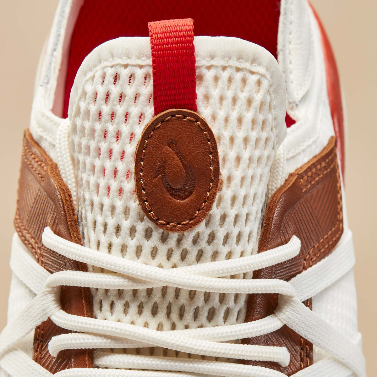 OluKai | Mio Lī Men's Athletic Shoes - Bright White / Red Lava