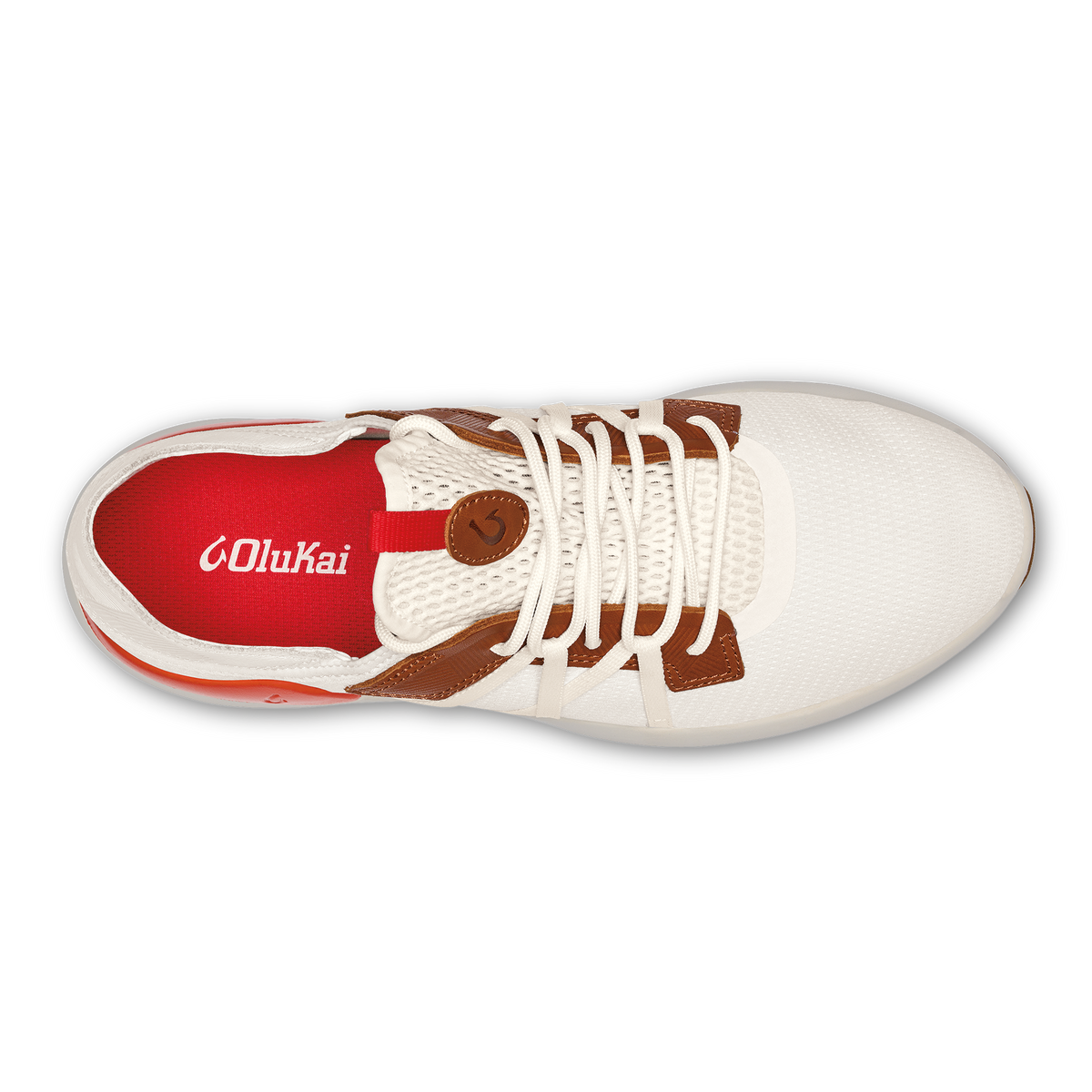 OluKai | Mio Lī Men's Athletic Shoes - Bright White / Red Lava