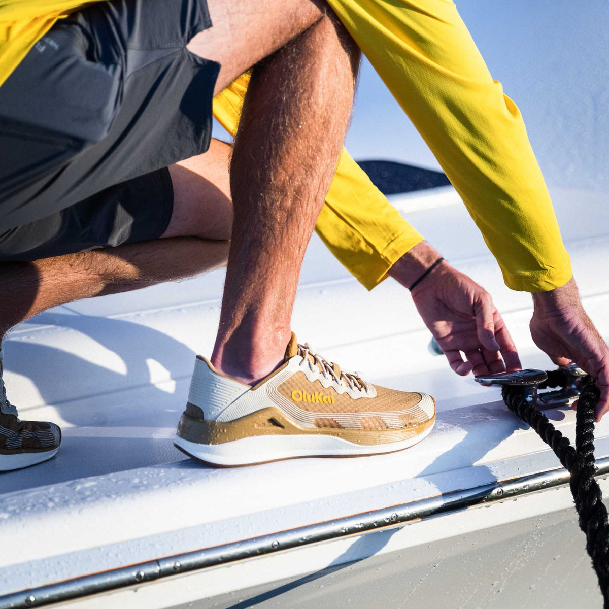 OluKai | ‘Ahi Men’s Water Boat Shoes - Tan / Tapa