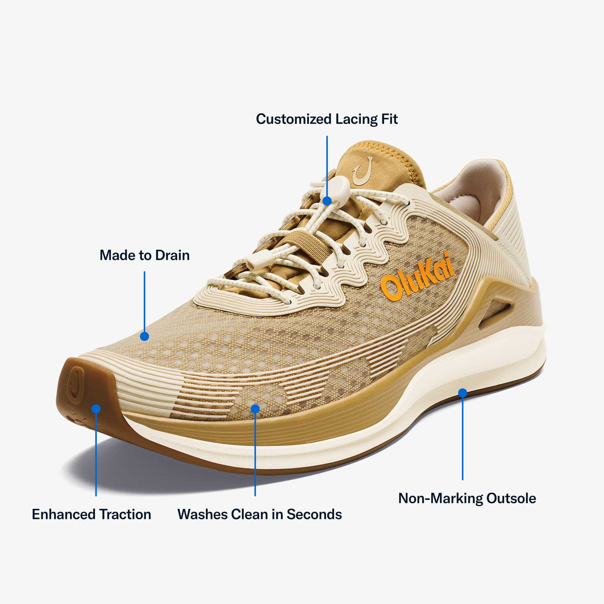 OluKai | ‘Ahi Men’s Water Boat Shoes - Tan / Tapa