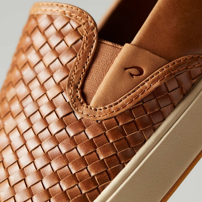 OluKai | Lae‘ahi Lauhala Men's Leather Slip-On Sneakers - Fox