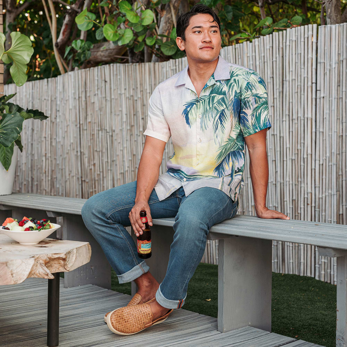 OluKai | Lae‘ahi Lauhala Men's Leather Slip-On Sneakers - Fox