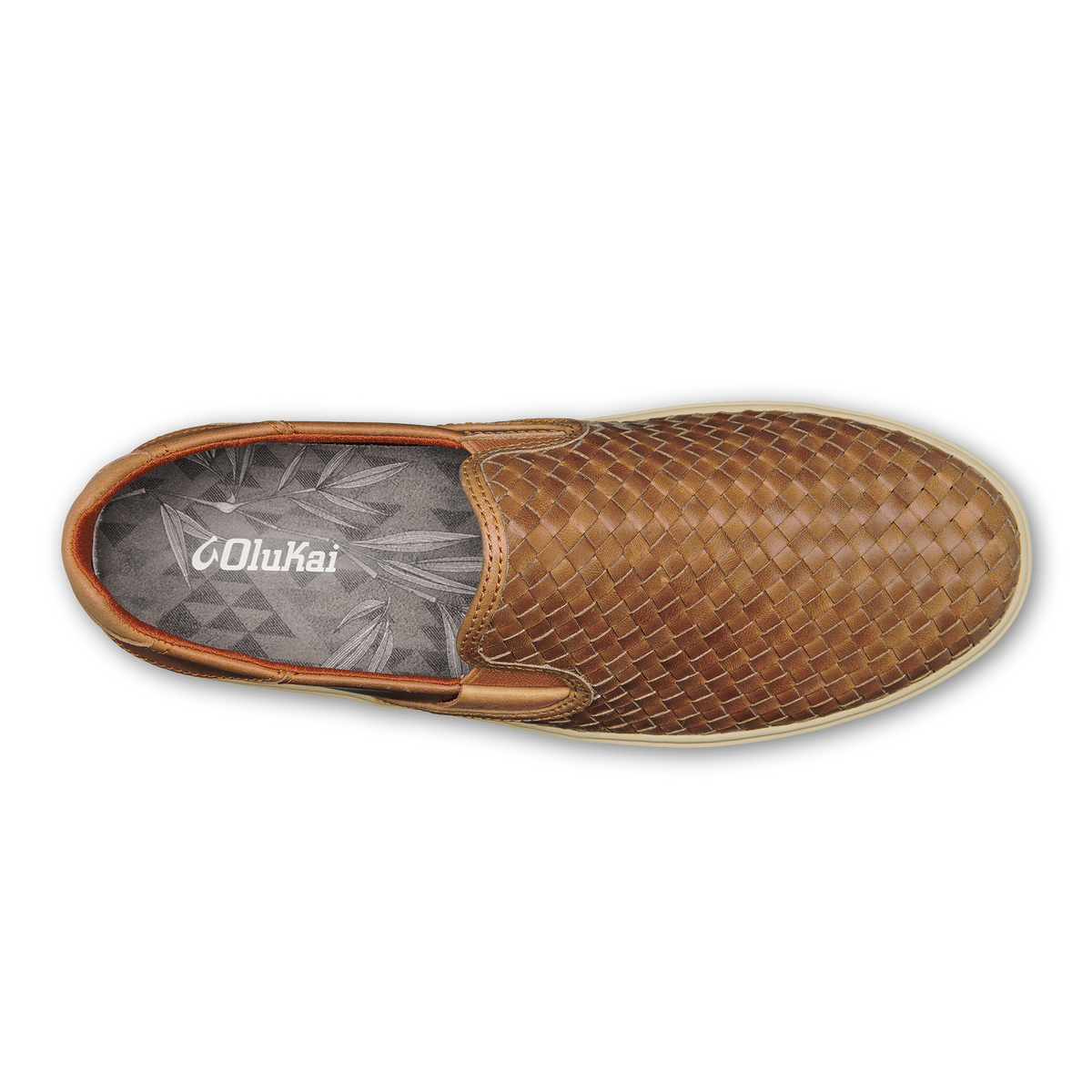OluKai | Lae‘ahi Lauhala Men's Leather Slip-On Sneakers - Fox