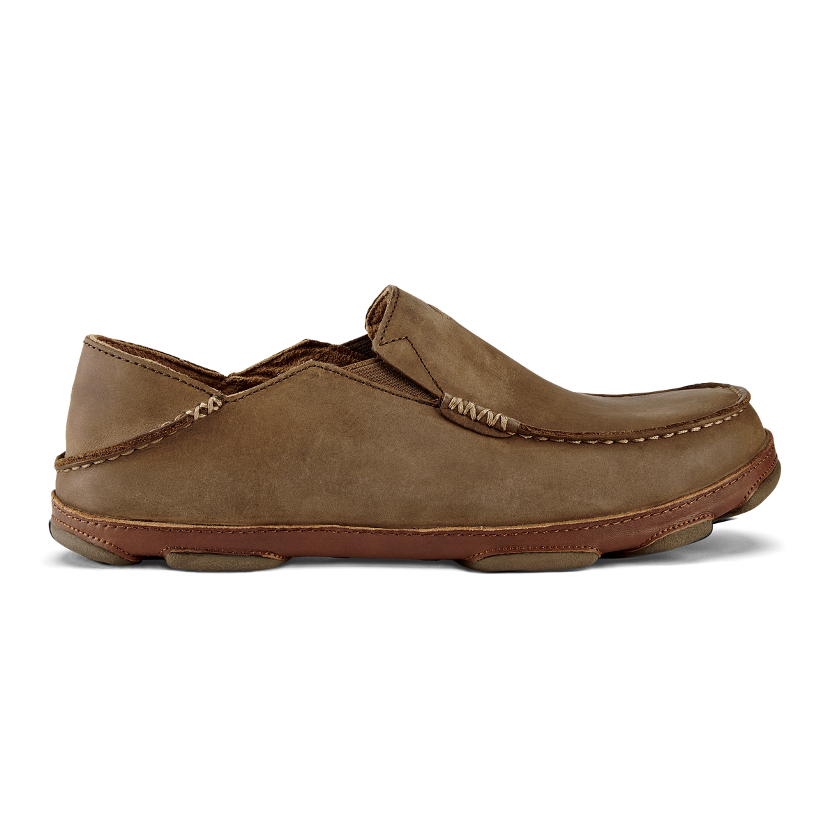 OluKai | Moloā Men's Leather Slip On Shoes - Ray / Toffee