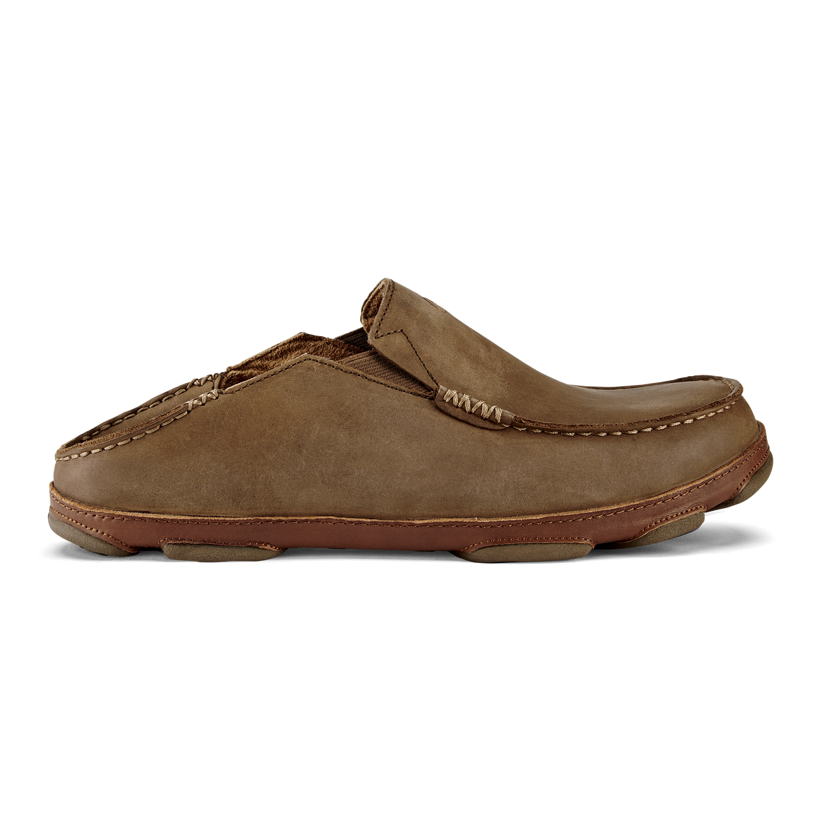 OluKai | Moloā Men's Leather Slip On Shoes - Ray / Toffee