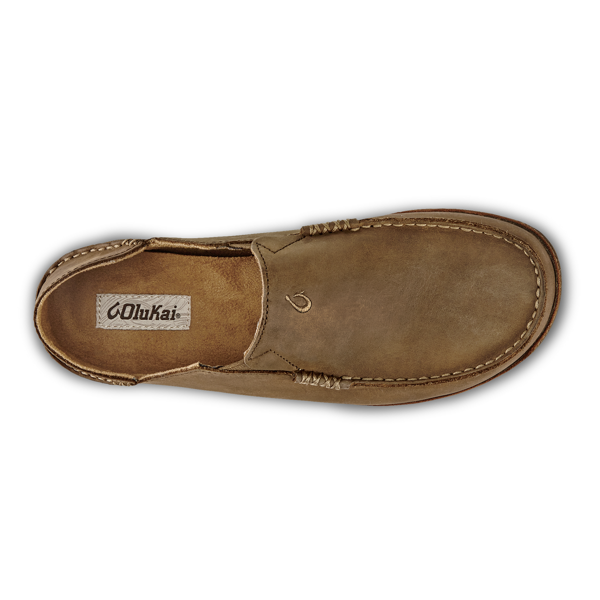 OluKai | Moloā Men's Leather Slip On Shoes - Ray / Toffee