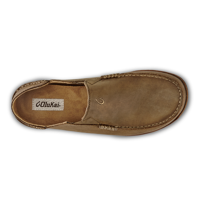 OluKai | Moloā Men's Leather Slip On Shoes - Ray / Toffee