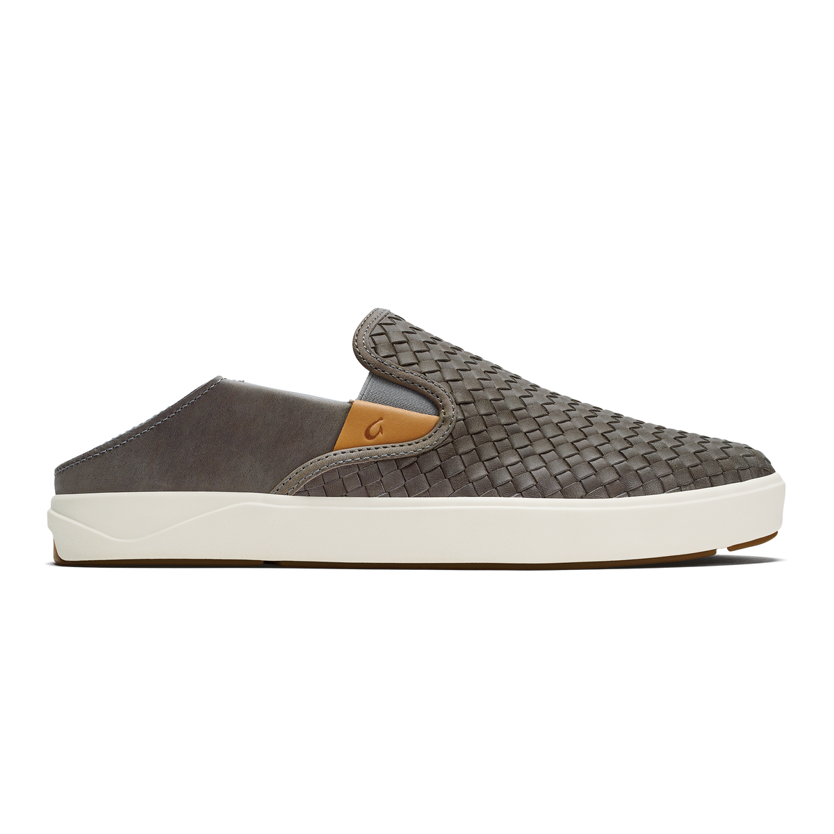 OluKai | Lae‘ahi Lauhala Men's Leather Slip-On Sneakers - Ash