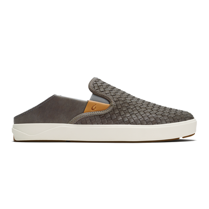 OluKai | Lae‘ahi Lauhala Men's Leather Slip-On Sneakers - Ash