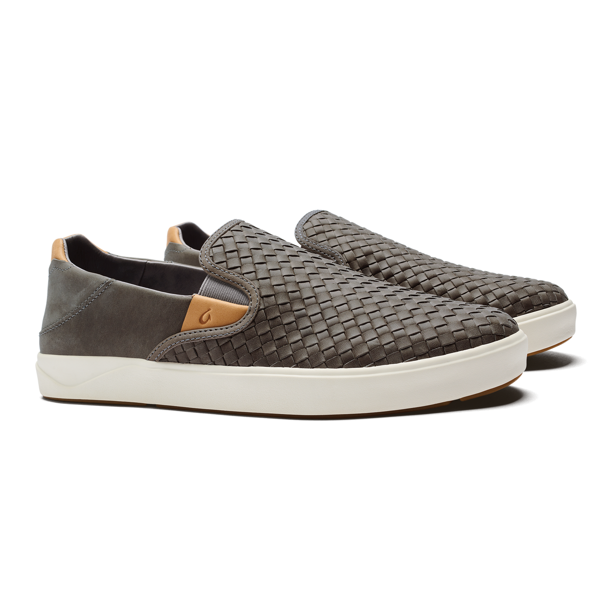 OluKai | Lae‘ahi Lauhala Men's Leather Slip-On Sneakers - Ash