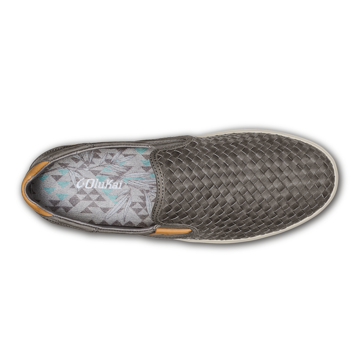 OluKai | Lae‘ahi Lauhala Men's Leather Slip-On Sneakers - Ash