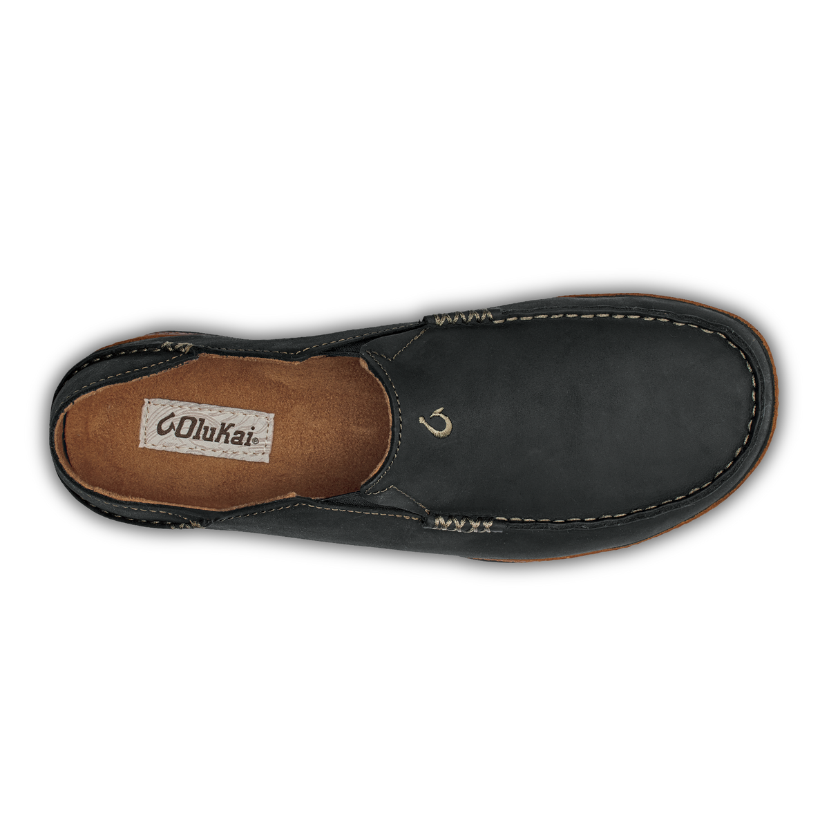 OluKai | Moloā Men's Leather Slip On Shoes - Black / Toffee