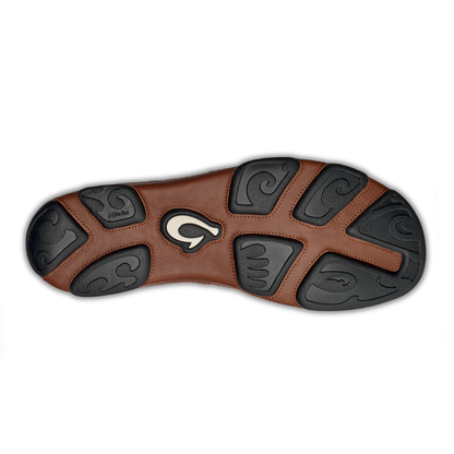 OluKai | Moloā Men's Leather Slip On Shoes - Black / Toffee