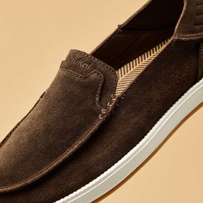 OluKai | Kākaha Nia Men‘s Suede Slip-On Shoes - Dark Wood