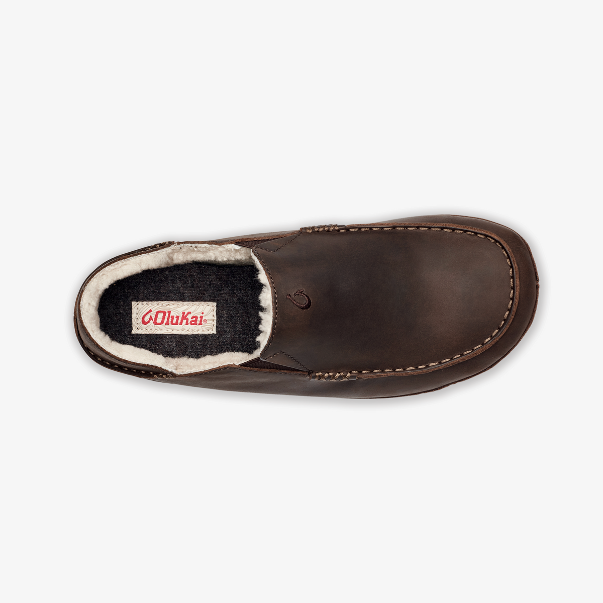 OluKai | Moloā Men's Nubuck Leather Slippers - Dark Wood