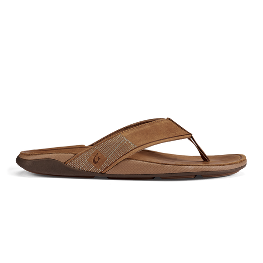 OluKai | Tuahine Men's Waterproof Leather Beach Sandals - Toffee