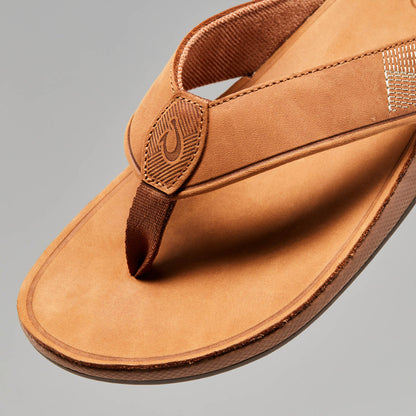 OluKai | Tuahine Men's Waterproof Leather Beach Sandals - Toffee