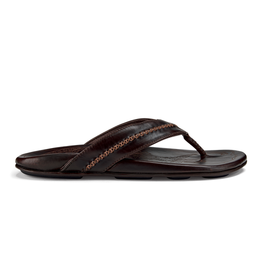 OluKai | Mea Ola Men's Leather Beach Sandals - Dark Java