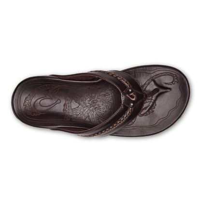 OluKai | Mea Ola Men's Leather Beach Sandals - Dark Java