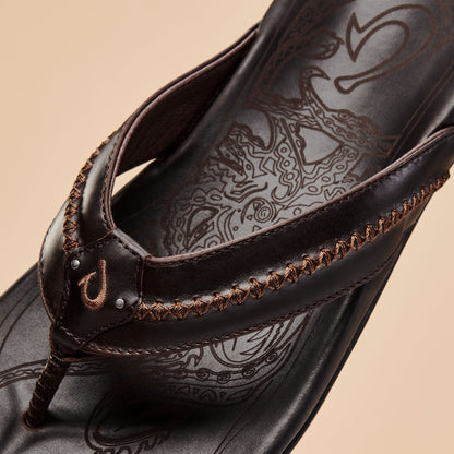 OluKai | Mea Ola Men's Leather Beach Sandals - Dark Java
