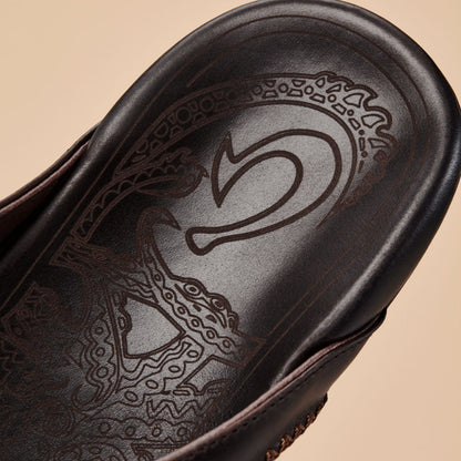 OluKai | Mea Ola Men's Leather Beach Sandals - Dark Java