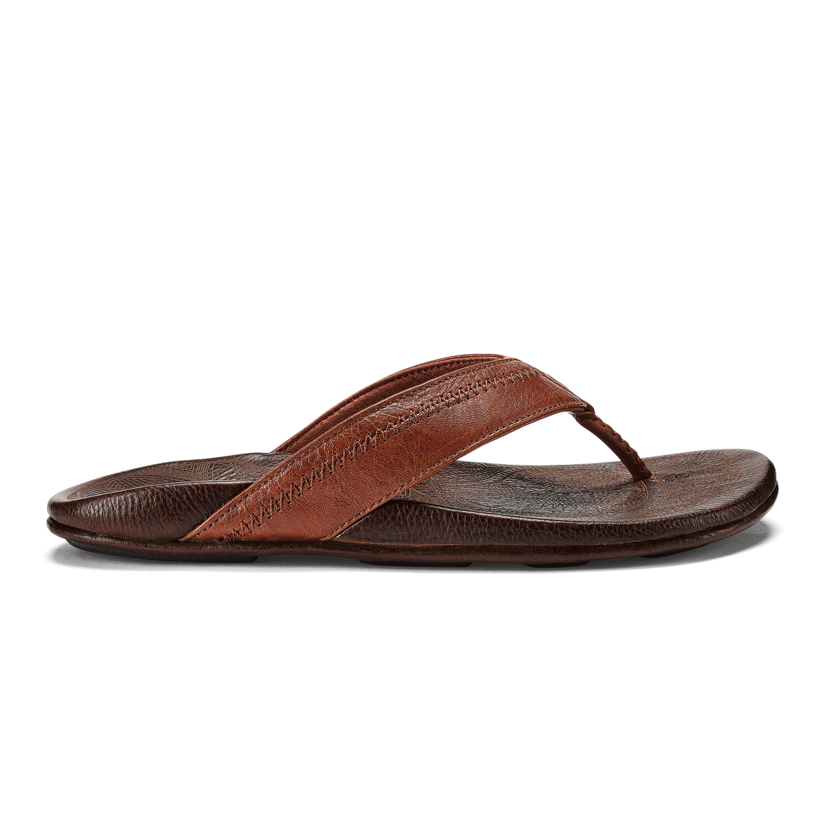 OluKai | Hiapo - Rum / Dark Wood Men’s Leather Beach Sandals