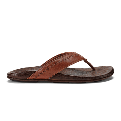 OluKai | Hiapo - Rum / Dark Wood Men’s Leather Beach Sandals