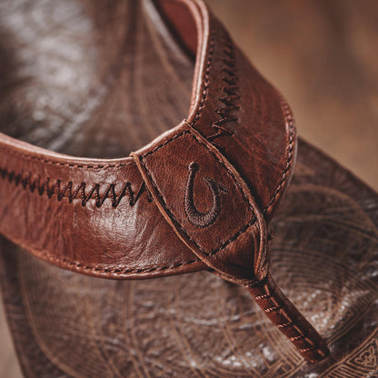 OluKai | Hiapo - Rum / Dark Wood Men’s Leather Beach Sandals