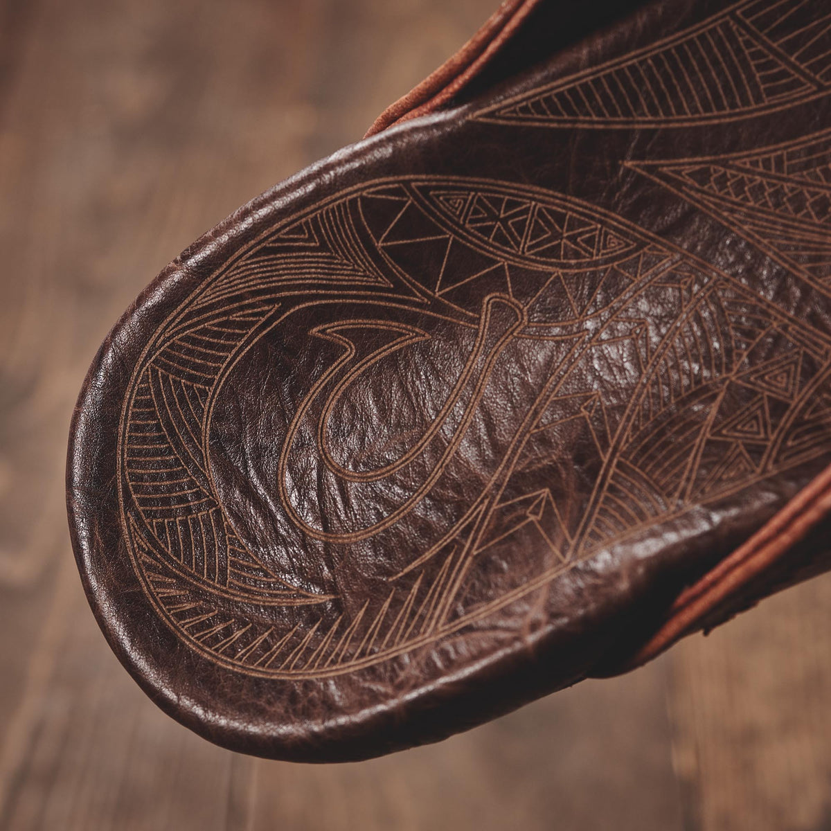 OluKai | Hiapo - Rum / Dark Wood Men’s Leather Beach Sandals