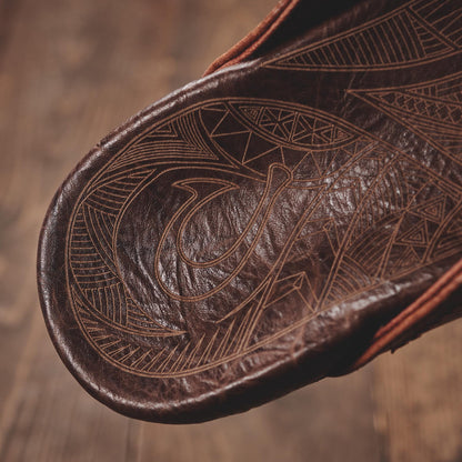 OluKai | Hiapo - Rum / Dark Wood Men’s Leather Beach Sandals